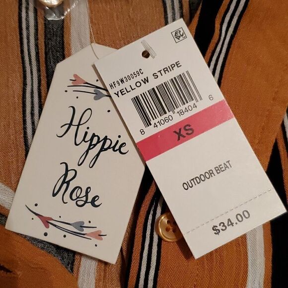NWT Hippie Rose Women's Yellow Stripe Front Tie Top Size XS - Picture 11 of 13